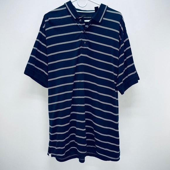 Greg Norman Collection Other - GREG NORMAN Shirt Size L Men's Navy White Striped Collared Button Front Polo